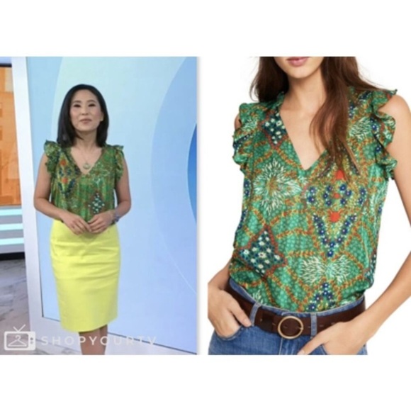 ba&sh Haby Metallic Accent Reversible Top in Green size S - Picture 7 of 12